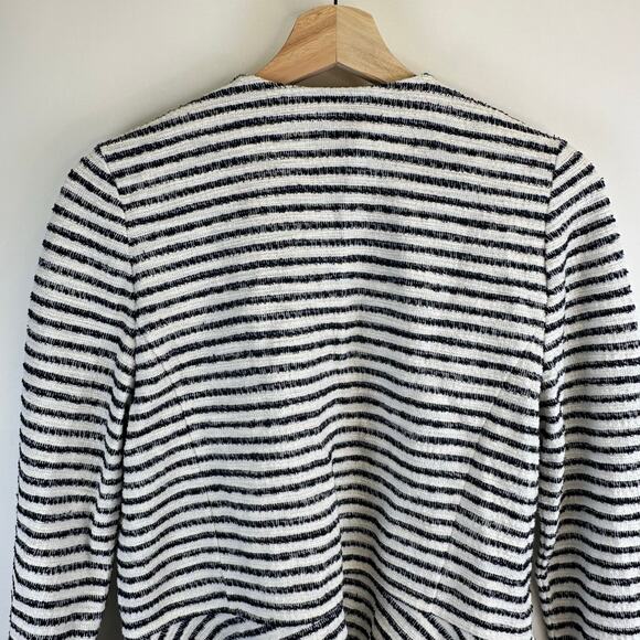 Loft Black and White Striped Open Front Cardigan Sweater Blazer Womens XS Petite - Picture 6 of 13